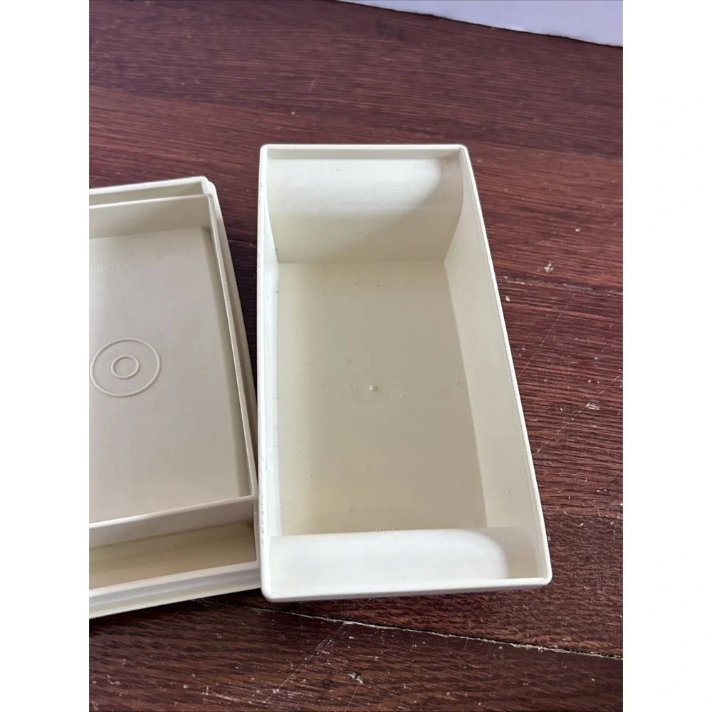 Vintage Tupperware Almond Double Stick Butter or Cream Cheese Keeper Dish w/ Lid